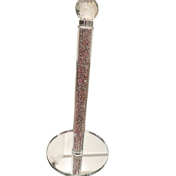 Unique Design Pink Crushed Diamond Paper Towel Holder - Picture 2 of 6